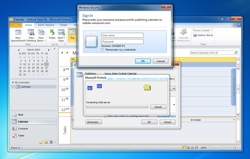 Outlook 2010 Calendar Publishing Password
